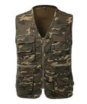 KTWOLEN Men's Fishing Waistcoats Multi Pocket Outdoor Vest Safari Hunting Hiking Vest Jacket Breathable Photography Top, Camouflage, M