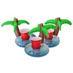 GoFloats Inflatable Palm Island Drink Holder (3 Pack), Float Your Drinks in Style