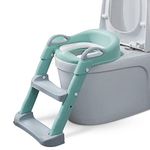 Baybee Aura Western Toilet Potty Seat for Kids, Baby Potty Training Seat Chair with Ladder, Adjustable Step Height, Cushion Seat | Potty Seat for 1-8 Years Child Boys Girls (Green)(Plastic)