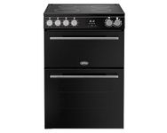 Belling 60cm wide Double Oven BEL FSA VISION 60Ei Electric Cooker with Induction Hob - Black/Silver Steel - A Rated