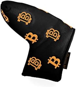 Bitcoin Golf Putter Cover for Blade Putters - Golf Headcovers for Club Protection - HODL 21 Golf Accessories (Black)