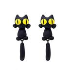 Black Cat Women Girls Stud Earrings Cartoon Cat Earring Birthday Party with Jewelry box