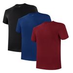 BAMBOO COOL Men's Undershirt Moisture-Wicking T-Shirts Stretch Crewneck Soft Tees for Men,3 Pack, Balck*1/Blue*1/Red*1, Large