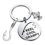 CENWA Reel Cool Grampy Keychain Grampy Gift Father Loves Fishing Fisherman Keychain Cool Grandpa or Dad Christmas Birthday Gift (Cool Grampy k)