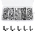 300Pcs Double Barrel Crimp Sleeves Kit Copper Crimping Loop Sleeve Fishing Line Tube Tackle Connector Inside Diameter 0.8-2.6mm