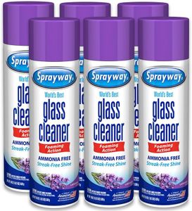 Sprayway Glass Cleaner Lavender Scent Foaming Aerosol Spray, 19oz, Pack of 6 | Ammonia-Free, Streakless, Fast-Acting | Cleans & Polishes Glass Surfaces | Removes Fingerprints, Dust, Dirt, Smoke Film