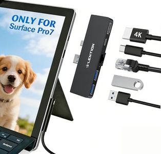 LENTION Surface Pro 7 USB C Hub Docking Station,5-in-1 Surface Pro 7 Hub,4K@60Hz USB-C to HDMI Hub,USB C to Gigabit Ethernet Hub,2 USB 3.0 Hub,PD 60W Type C Charging Port Hub(CS35,Black)