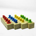 Natural.Toys | Montessori Colorfull Knobbed Cylinders With 5 Pegs, 5 Pcs