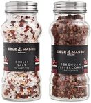 Cole & Mason Luxury Gift Aromatic Salt & Pepper Refill - Chili Salt & Szechuan Peppercorns - Grinder Refills for Kitchen Accessories