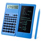 Scientific Calculator for high-School, 10 Digits Digital with Erasable Writing Board Math Calculator for Middle School & College (Blue)