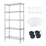 [Isyunen] 5 Tier Shelving Unit Adjustable Wire Shelves Organizer Shelf Rack Heavy Duty Storage Unit Black/Silver/White (Silver)