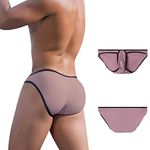 Meshal Men's Cotton Low Rise Briefs Soft Breathable Bulge Pouch Sexy Underwear Pink