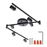 6-Light Adjustable LED Dimmable Track Lighting Kit by AIBOO,Flexible Foldable Arms, Matt Black Color Perfect for Kitchen,Hallyway, Bed Room Lighting Fixtures, GU10 Base Bulbs not Included