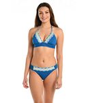 La Blanca Women's Standard Halter Bikini Swimsuit Top, Ice Blue//Scarf City, 6