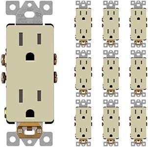 LIDER Decorator Receptacle, Tamper-Resistant Wall Outlet, 15A, 10-Pack