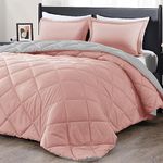 downluxe Queen Comforter Set - Pink and Grey Queen Comforter, Soft Bedding Sets for All Seasons - 3 Pieces - 1 Comforter (88"x92") and 2 Pillow Shams(20"x26")