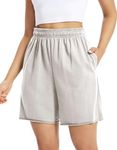 Sport Yoga Maternity Shorts Summer Baggy Cotton Casual Stretch Womens Cycling Dance Shorts Trousers Active Teens Running Exercise High Waisted Pajama Bicycle Drawstring Women's Hiking Shorts Grey 3XL