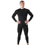 Everlast 2-Pack Mens Thermal Underwear Set - Warm Mens Thermal Shirt & Long Johns - Cold Weather Undershirt/Inner Pants - Insulated Winter Pajama, Black, Large