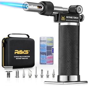 RAVS 15-piece Butane Torch Kitwith 100 pcs Heat Shrink Wire Connectors, Cordless Butane Soldering Iron Kit, Multi-Function Brazing Torch Kit without Butane Fuel