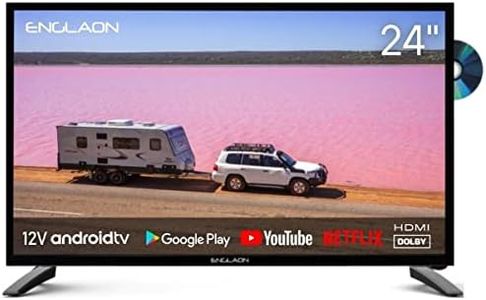 ENGLAON 24 Inch Full HD Smart TV with LED Android 11 12V Display and Built-in DVD Player & Chromecast & Bluetooth for Caravan Motorhome Camper or RV