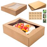 FATRE FOODS (15 Pack) Cake Boxes with Cake Boards INCLUDED – Easy-Assembly, 14 x 10 x 4 Inch, Dessert Boxes with Window, Stickers – Store & Sell Cakes, Cupcakes, Muffins, & Donuts in Bakery Boxes