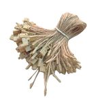 Aakriti Hemp Twine Strings 7" Hang Tag String Hemp Twine Strings Price Fastener with Snap Lock Pin Loop Hook Ties Fast to Attach (Jute Hemp TAG PIN, 200pcs)