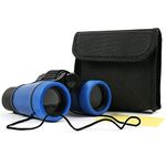 Kid Binoculars Shock Proof Toy Binoculars Set - Bird Watching - Educational Learning - Hunting - Hiking - Birthday Presents -Gifts for Children (Navy Blue)