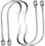 Fishing Hooks 420 Stainless Steel Fishing Hooks Tuna Super Strong Big Game Fishing Hooks for Saltwater Freshwater Fishing Tackle Accessories Size 3/0-13/0 (10/0(Pack of 10))