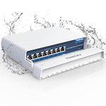 YuanLey 8-Port PoE Switch Gigabit- Waterproof Outdoor Ethernet Unmanaged Network Switch 1000Mbps, 120W Built-in Power, IEEE802.3af/at Support and Plug & Play, Ideal for Outdoor Use