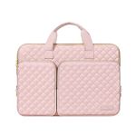 MOSISO 360 Protective Laptop Sleeve Compatible with MacBook Air/Pro,13-13.3 inch Notebook,Compatible with MacBook Pro 14 M3 M2 M1 2024-2021, Square Quilted Bag with 2 Pockets&Handle&Belt,Chalk Pink