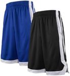 TOPTIE Men's 7" Mesh Basketball Shorts with Pockets for Men, 2-Tone Active Athletic Shorts, Workout Shorts for Adult-2 Pack Black/Blue-L