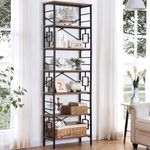 HOMISSUE Tall Bookshelf, Industrial 7-Tier Bookshelf with Unique Design, Open Bookshelves and Bookcases, Freestanding Book Shelf Bookcase for Living Room, Home Office and Bedroom, Rustic Brown