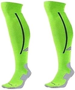 Just rider Bamboo Football Socks, Stockings for Men & Women, Knee High Length Superior Grip for Shin Guard, Anti Slip Blister Protection Anti Odour, Free Size (green)