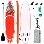 Funwater Inflatable Standing Paddle Board Size 335 * 82 * 15cm, with Backpack,Leash, Fin, Pump, Paddle