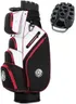 Shopsource Golf Bag, 14 Way Top Golf Cart Bag with Full-Length Dividers, Cart Golf Bag for Men Women, Golf Club Bags with Ergonomic Padded Strap, Zippered Pockets, Rain Hood Black Red and White