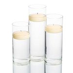 Eastland Set of 3 Cylinder Vases and 3 Ivory Richland Floating Candles 3"