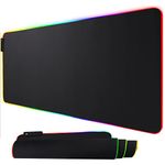 HIHUHEN Gaming Mouse Pad Large, Oversized 10 Lighting Mode Thick Glowing LED Extended Mousepad ，Non-Slip Rubber Base Computer Keyboard Pad Mat (80x30RGB Black)