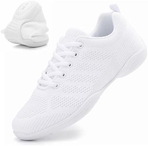 DADAWEN Girls Cheer Shoes White Cheerleading Shoes Dance Athletic Training Tennis Breathable Women Youth Lightweight Competition Cheer Sneakers White US Size 7.5/EU Size 39