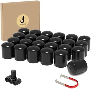 JUCCEWRLD 24PCS Lug Nut Covers - Universal 21-23mm Wheel Lug Nut Caps with Removal Clip and 4 Tire Valve Stem Caps, Inner Wheel Bolt Caps Anti-Rust Dust Wheel Exterior Decorative Accessories(Black)