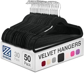 Zober Velvet Hangers 50 Pack - Heavy Duty Black Hangers for Coats, Pants & Dress Clothes - Non Slip Clothes Hanger Set - Space Saving Felt Hangers for Clothing