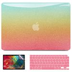 Anban Compatible with MacBook Air 13 inch Case 2022 2021 2020 2019 2018 Release A2337 M1 A2179 A1932 Touch ID, Smooth Glitter Plastic Hard Shell Case +Keyboard Cover +Screen Protector, Shiny Rainbow