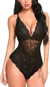 Avidlove Women Snap Crotch Lingerie Sexy Lace Bodysuit Deep V Teddy One Piece Lace Babydoll Teddy