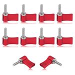 SPEEDWOX 10 Pcs Male Threading Rotating Knob, M4 17mm Adjustable Thumb Lever Screw，Rotating Knob with Single Wing, Red Aluminum Alloy