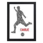 Beecreative Personalised Football Striker Gifts for Boys, Son, Grandson, Nephew, Him - Football Birthday Christmas Gifts for Boys - Boys Football Bedroom Wall Art Print - Any Name