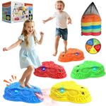 Dinosaur Mist, Light & Sound Stepping Stones for Kids; Durable Non-Slip Sensory Balance Stones with 5 Rechargeable Batteries; Indoor & Outdoor Obstacle Course Toy Gift for Toddlers & Kids Ages 3+