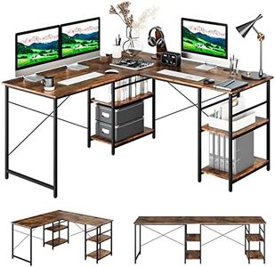 Giantex L-Shaped Desk with Storage Shelves, 242cm Wooden Corner Desk, Large Computer Gaming PC Desk, Home Workstation, Writing Table Study Desk for Bedroom Study (Rustic Brown)