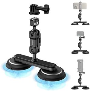 SMALLRIG 2-in-1 Dual Magnetic Suction Cup Mount for Gopro, Car Camera Mount Outside for Action Cameras, with Anti Deflection Pin Ball Head Magic Arm 4467