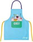 Chefclub Kids Apron, 100% Cotton Cooking & Baking Apron for Children - with Pocket, Adjustable Neck Strap, Waist Tie - For Kids Cooking, Baking, Painting Kitchen Bib Apron, One-Size (Blue)