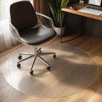 Qlarity Covers 2mm Thick 36 Inch Round PVC Chair Mat for Hardwood/Tile/Laminate Floors | Prevents Scratches, Ensures Smooth Rolling & Non-Slip (Translucent)