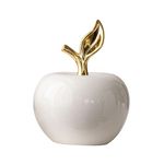JISADER Ceramic Figurine Apples Statue Gift Collection Ornament Fruit Sculpture for Office Entryway Bedroom Home Decor, White, Large